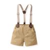 AWIBMK Baby Boys Plaid Stripe Gentleman Suits Bowtie Overalls Suspenders Shorts Pants Wedding Bearer Tuxedo Dress Baptism Outfits Cake Smash Formal Easter Christening Clothes White & khaki 4-5Years view 4