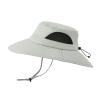 Solid Colors Cotton Bucket Hats with String Mesh Breathable Wide Brim Sun Hats Travel Hiking Fisherman Cap (Grey, One Size) view 1