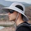Solid Colors Cotton Bucket Hats with String Mesh Breathable Wide Brim Sun Hats Travel Hiking Fisherman Cap (Grey, One Size) view 2