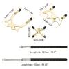PATIKIL Retractable Billiards Cue Stick Bridge, Silicone Pool Cue Accessory with 3 Removable Brass Bridge Head for Pool Table Competition, Gold Tone view 2