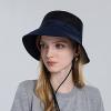 Women and Men Cotton Bucket Hat Casual Wide Brim Mesh Sun Hats Unisex Summer Travel Beach Fisherman Cap (Navy, One Size) view 2