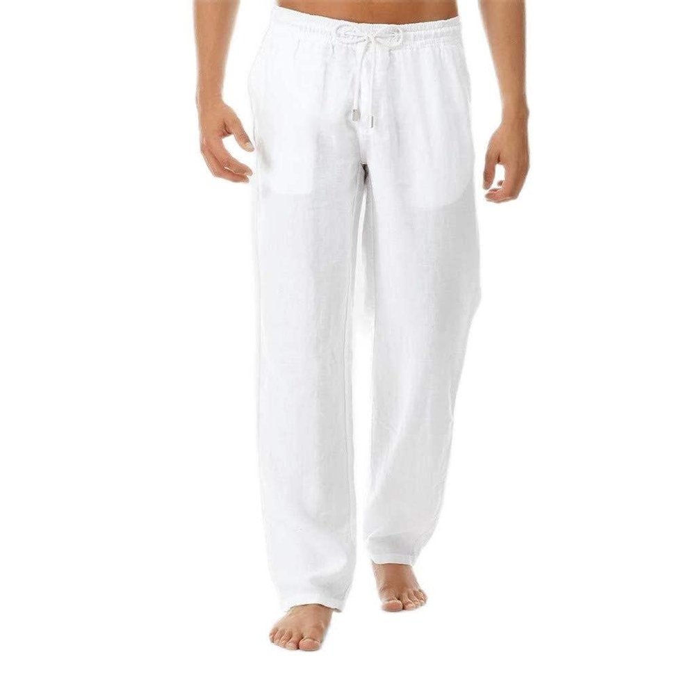 ZYXTIM Men's Sweatpants with Pockets Elastic Waist Loose Fit Lightweight Casual Pants Male Workout Summer Beach Yoga Trousers White