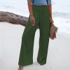 XUNRYAN Women's Cotton Linen Wide Leg Pants Summer Casual High Waisted Boho Palazzo Pants Baggy Lounge Trousers w Pockets view 3