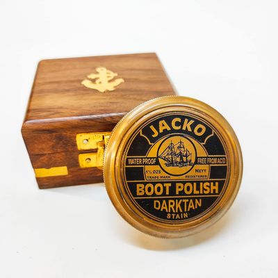 Asian Arts Global VINTORIA Jacko Boot Polish Compass | Solid Brass Magnetic Pocket Compass with Elegant Wooden Box | Nautical Navigation Tool & Ideal Gift for Adventurers & Collectors