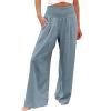 XUNRYAN Women's Cotton Linen Wide Leg Pants Summer Casual High Waisted Boho Palazzo Pants Baggy Lounge Trousers w Pockets view 1