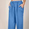 XUNRYAN Women's Cotton Linen Wide Leg Pants Summer Casual High Waisted Boho Palazzo Pants Baggy Lounge Trousers w Pockets view 4