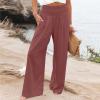 XUNRYAN Women's Cotton Linen Wide Leg Pants Summer Casual High Waisted Boho Palazzo Pants Baggy Lounge Trousers w Pockets view 3