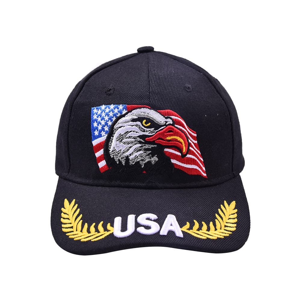 American Eagle Flag Cap Embroidery Eagle Baseball Cap USA Flag Cap Black