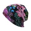 FINOWIN Flower Butterfly Pink Black Slouchy Beanie Cap Cancer Headwear Knitted Skull Beanie Cap Headgear Gifts for Men Women Teenager view 1
