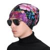 FINOWIN Flower Butterfly Pink Black Slouchy Beanie Cap Cancer Headwear Knitted Skull Beanie Cap Headgear Gifts for Men Women Teenager view 2