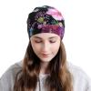 FINOWIN Flower Butterfly Pink Black Slouchy Beanie Cap Cancer Headwear Knitted Skull Beanie Cap Headgear Gifts for Men Women Teenager view 3