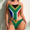 Linkasi South African Flag Women's Sexy Open Back Thong Bikini Ties Side Bottom Triangle Bikini Swimsuit L view 2
