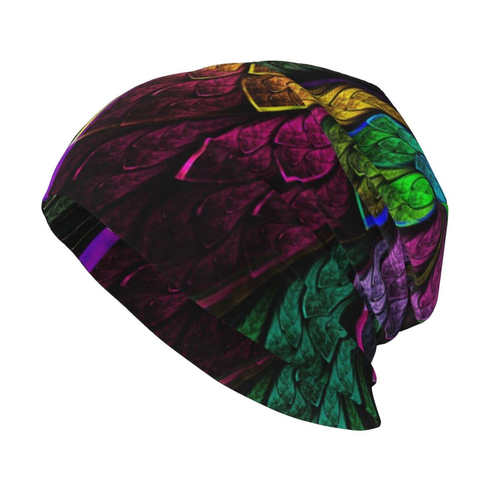 FINOWIN Fractal Flower Abstract Feather Slouchy Beanie Chemo Hat Hip-Hop Knitted Skull Cap Dwarf Hat Headgear Gifts for Women Men