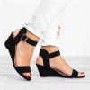 Ladmiple Platform Sandals Heels Women's Open Toe Buckle Ankle Strap Platform Wedge Sandals view 3