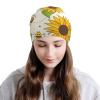 FINOWIN Sunflowers Cute Bees Slouchy Beanie Hat Cancer Headwear Knit Skull Cap Turban Hat Headgear Gifts for Men Women Girls Boys view 3