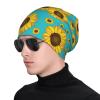 FINOWIN Yellow Sunflowers Blue Baggy Slouchy Beanie Hat Cancer Headwear Knitted Skull Cap Turban Hat Headgear Gifts for Men Women Teenager view 2