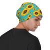 FINOWIN Yellow Sunflowers Blue Baggy Slouchy Beanie Hat Cancer Headwear Knitted Skull Cap Turban Hat Headgear Gifts for Men Women Teenager view 4