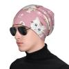 FINOWIN Kittens Cats Paw Prints Pink Slouchy Beanie Hat Loose Warm Knitted Skull Cap Headgear Gifts for Men Women Teenager view 2
