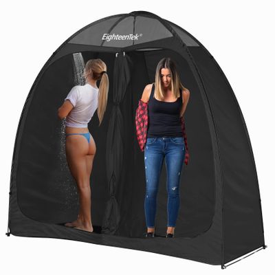 EighteenTek Pop Up Shower Tent Changing Room with Two Rooms - Portable Privacy Dressing Shelter for Outdoor Camping, Events - 83"x43"x80"H