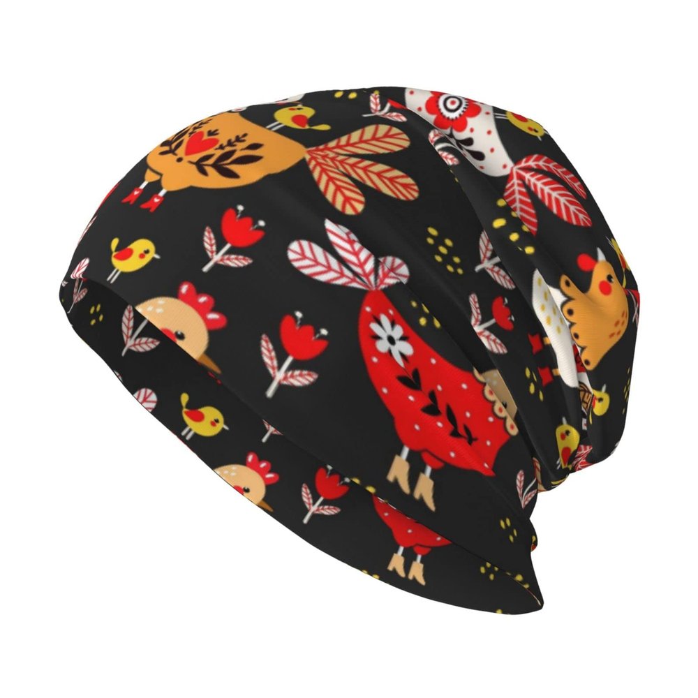 FINOWIN Turkey Rooster Chicken Boho Ethnic Slouchy Beanie Hat Cancer Headwear Knitted Skull Sleep Cap Dwarf Hat Headgear Gifts for Women Men