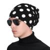 FINOWIN White Polka Dots Black Baggy Slouchy Beanie Cap Cancer Headwear Knitted Cuffed Skull Cap Headgear Gifts for Men Women view 2