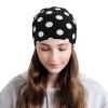 FINOWIN White Polka Dots Black Baggy Slouchy Beanie Cap Cancer Headwear Knitted Cuffed Skull Cap Headgear Gifts for Men Women view 3