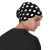 FINOWIN White Polka Dots Black Baggy Slouchy Beanie Cap Cancer Headwear Knitted Cuffed Skull Cap Headgear Gifts for Men Women view 4