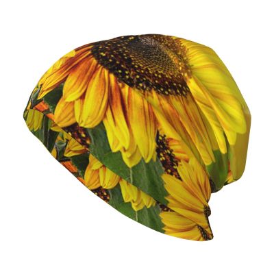 FINOWIN Sunflowers Blossom Botanical Slouchy Beanie Cap Cancer Headwear Knitted Skull Cap Hat Headgear Gifts for Men Women Teenager
