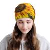 FINOWIN Sunflowers Blossom Botanical Slouchy Beanie Cap Cancer Headwear Knitted Skull Cap Hat Headgear Gifts for Men Women Teenager view 3