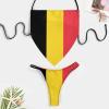 Linkasi Belgium Flag Women's Sexy Open Back Thong Bikini Ties Side Bottom Triangle Bikini Swimsuit L view 3