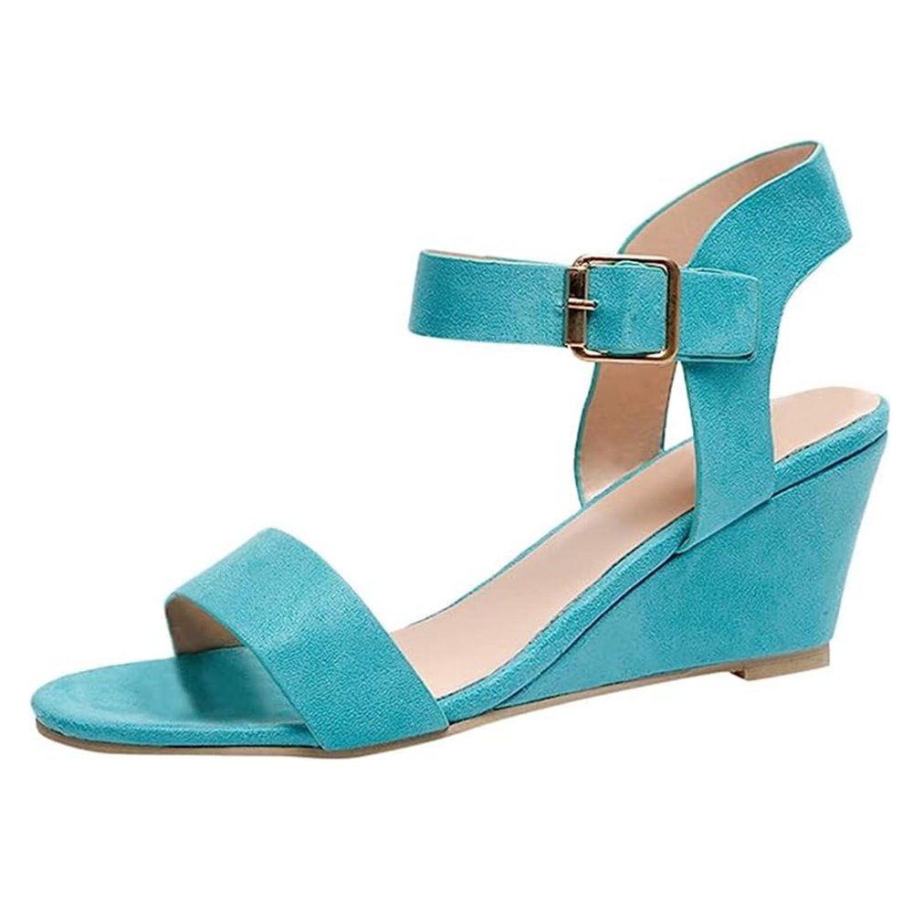 Ladmiple Platform Sandals For Women Slip On Women's Platform Buckle Sandal - Open Peep Toe Fashion Chunky Ankle Strap Shoe