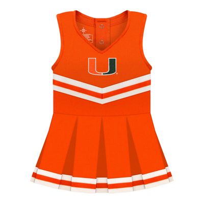 College Baby NCAA Officially Licensed Cheerleader Bodysuit Dress - Tank Top - Miami Hurricanes Logo - Orange - 6-9 Months