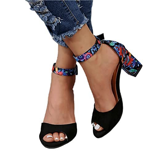 Espadrille Wedge Sandals For Women 2 Inch Heel Womens Platform Espadrille Wedges Open Toe High Heel Sandals with Ankle Strap Buckle Up Shoes