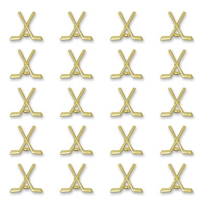 SHOP AWARDS AND GIFTS 1 Inch Gold Cross Hockey Sticks Sports Chenille Lapel Pin, Achievement Recognition Gifts, Bulk Pack of 20