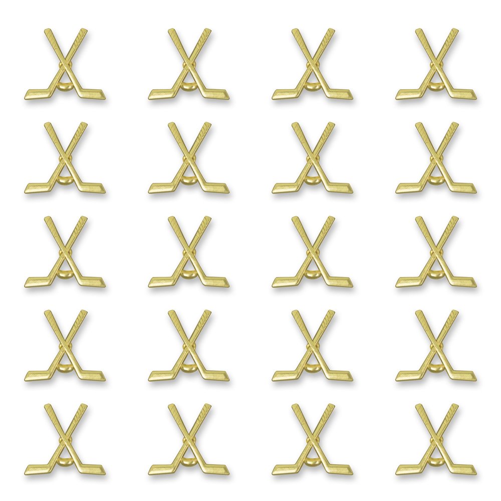 SHOP AWARDS AND GIFTS 1 Inch Gold Cross Hockey Sticks Sports Chenille Lapel Pin, Achievement Recognition Gifts, Bulk Pack of 20