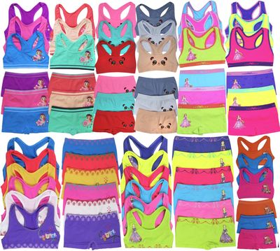 ToBeInStyle Girls' Pack of 6 Random Print Assortment Racerback and Matching Bottom Sets - S