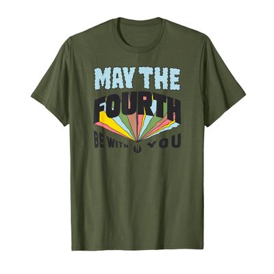Amazon Essentials Boys' May the Fourth Be With You Multi Color T-Shirt, Blue, Small