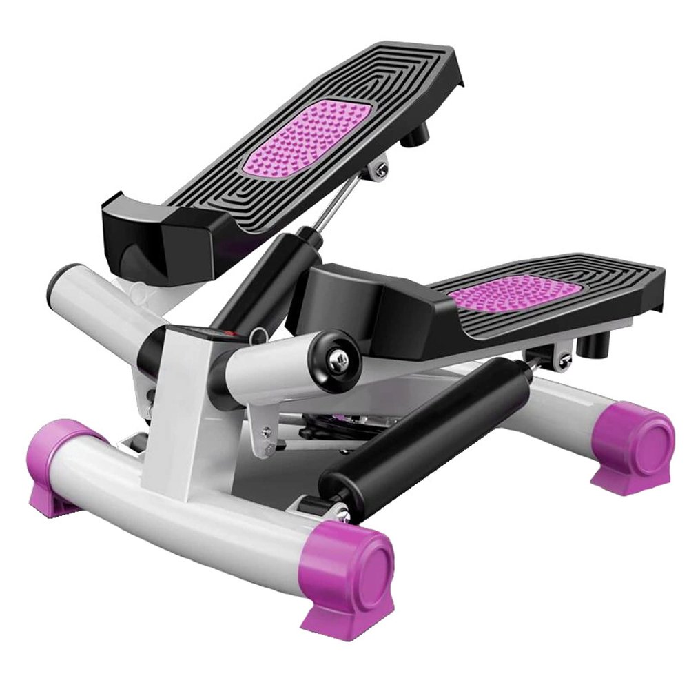 HUHJYUGE Fitness Stepper, Exercise Stepping Machine, Portable Mini Stair Stepper for Home, with Resistance Bands & Calories Count, Legs Arm Full Body Training (Purple)