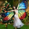 Nimiman Women's Butterfly Wings with Sticks Belly Dance Rainbow Wings Butterfly Costume Adult Halloween Christmas Accessories for Women (colorful) view 3