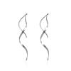 1/2 Pairs Set Spiral Threader Drop Earrings Twisted Linear Curved Dangling Minimal Earrings Handmade Pull Through Earrings Minimalist Stainless Steel Dainty for Women-Silver view 1