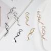 1/2 Pairs Set Spiral Threader Drop Earrings Twisted Linear Curved Dangling Minimal Earrings Handmade Pull Through Earrings Minimalist Stainless Steel Dainty for Women-Silver view 4