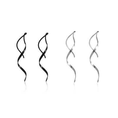 1/2 Pairs Set Spiral Threader Drop Earrings Twisted Linear Curved Dangling Minimal Earrings Handmade Pull Through Earrings Minimalist Stainless Steel Dainty for Women-Set