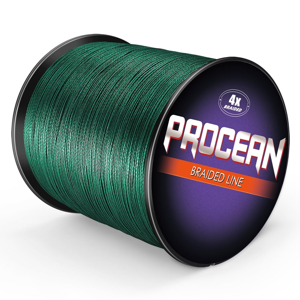 Procean 100% PE 4 & 8 Strands Braided Fishing Line, 6-300 LB Sensitive Braided Lines, Super Performance and Cost-Effective (Moss Green, 200LB(90Kg) 0.75mm-1093Yds(8Strands))