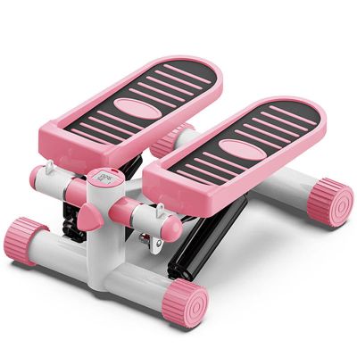 HUHJYUGE Step Fitness Machine, Mini Exercise Stepper, Portable Stair Stepper, with LCD Monitor Resistance Bands and Floor Mat, for Home Office Workout, 100kg Weight Capacity (Pink)