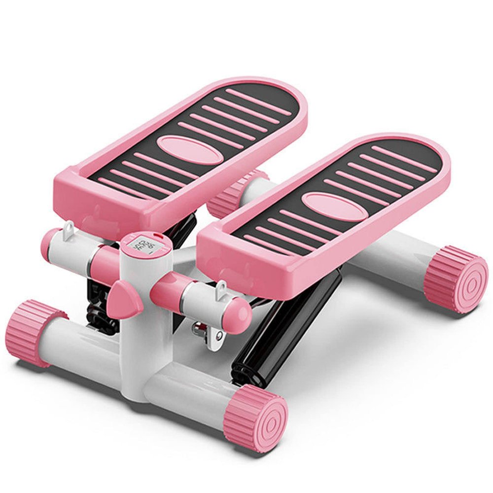HUHJYUGE Step Fitness Machine, Mini Exercise Stepper, Portable Stair Stepper, with LCD Monitor Resistance Bands and Floor Mat, for Home Office Workout, 100kg Weight Capacity (Pink)