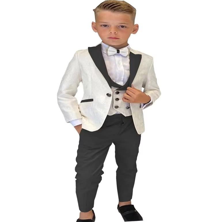 Boys Formal Suit Wedding Tuxedo 3 Pieces Jacket Pants Vest Kids Party Blazer,Boys' Suits Black