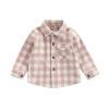Toddler Baby Boys Girls Plaid Jacket Long Sleeve Lapel Button Down Pocketed Shirts Coats Shacket (Pink, 12-24 Months) view 1