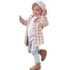 Toddler Baby Boys Girls Plaid Jacket Long Sleeve Lapel Button Down Pocketed Shirts Coats Shacket (Pink, 12-24 Months) view 2