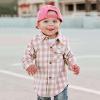 Toddler Baby Boys Girls Plaid Jacket Long Sleeve Lapel Button Down Pocketed Shirts Coats Shacket (Pink, 12-24 Months) view 4
