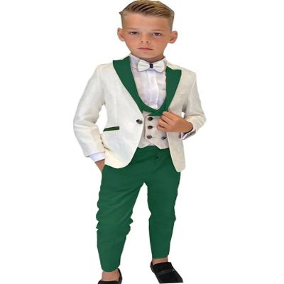 Boys Formal Suit Wedding Tuxedo 3 Pieces Jacket Pants Vest Kids Party Blazer,Boys' Suits Green